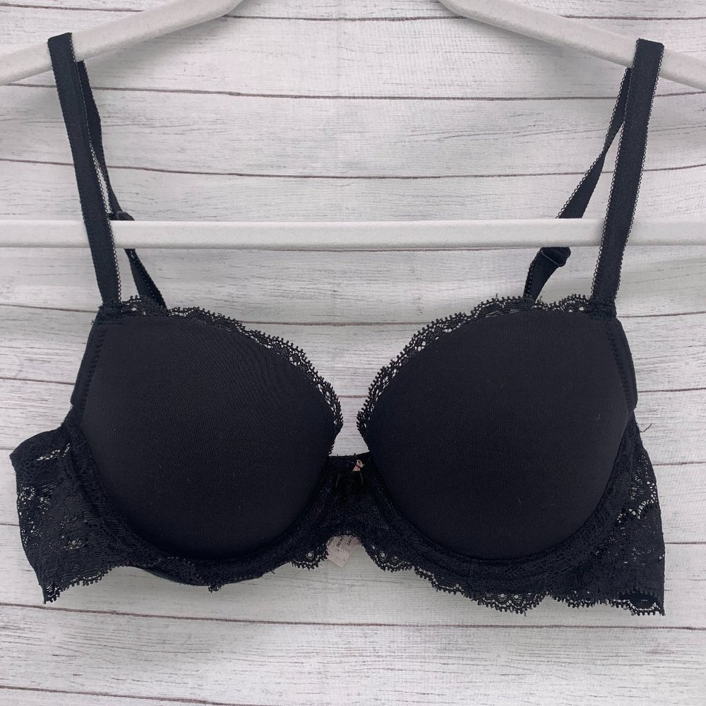 Victorias Secret Angels Lined Demi Bra Black 34A
